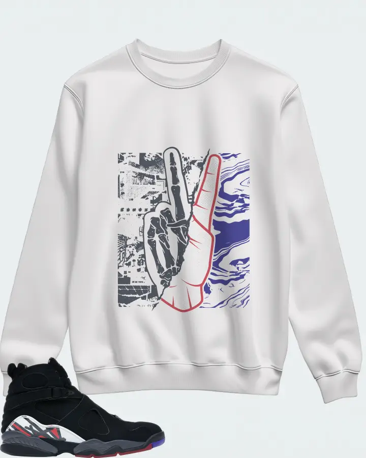 Jordan 8 Retro Sneaker Matching White Sweatshirt - Peace of mind