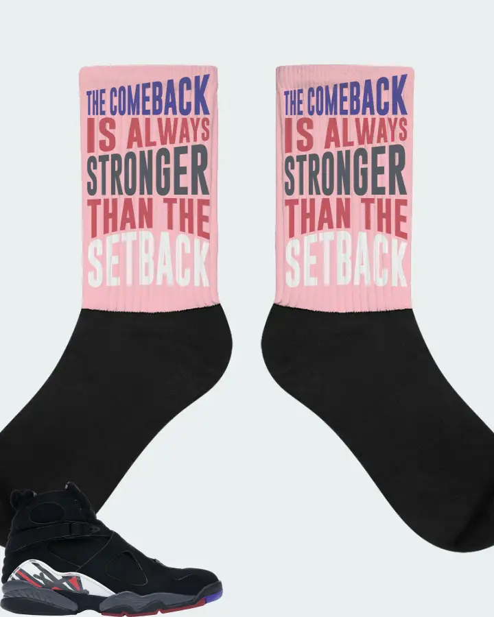 Jordan 8 Retro Sneaker Matching Pink Socks - The Comeback