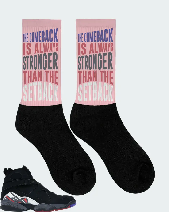 Jordan 8 Retro Sneaker Matching Pink Socks (The Comeback) - View 2