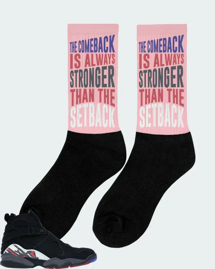 Jordan 8 Retro Sneaker Matching Pink Socks (The Comeback) - View 3