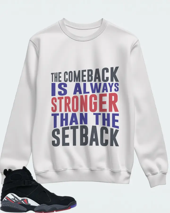 Jordan 8 Retro Sneaker Matching White Sweatshirt - The Comeback