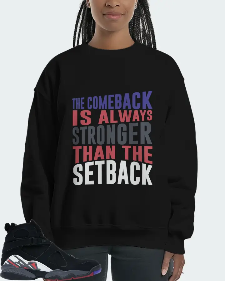 Jordan 8 Retro Sneaker Matching Black Sweatshirt (The Comeback) - View 3