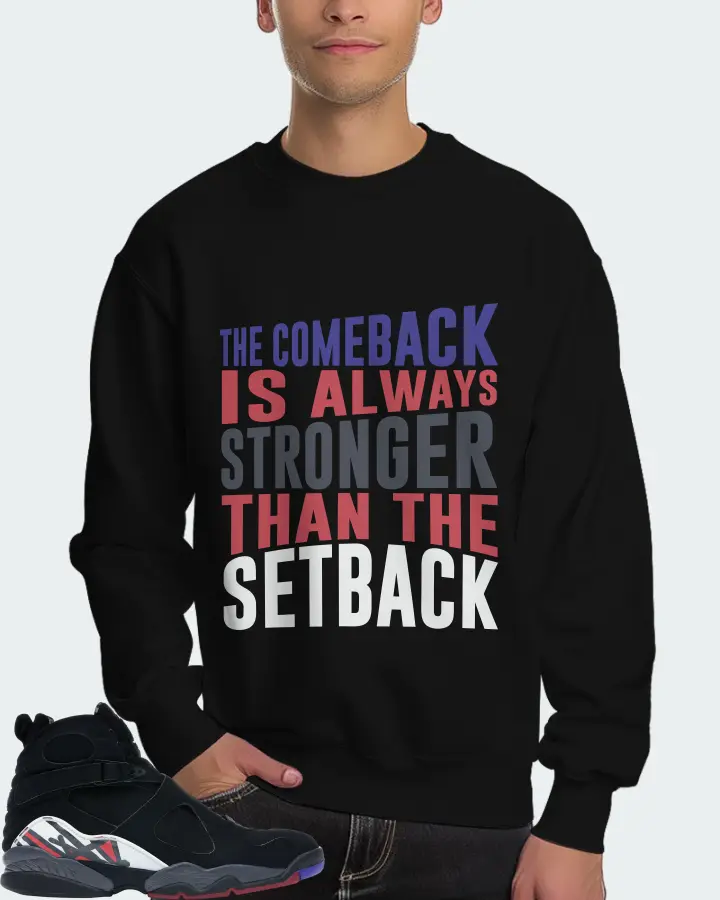 Jordan 8 Retro Sneaker Matching Black Sweatshirt (The Comeback) - View 4