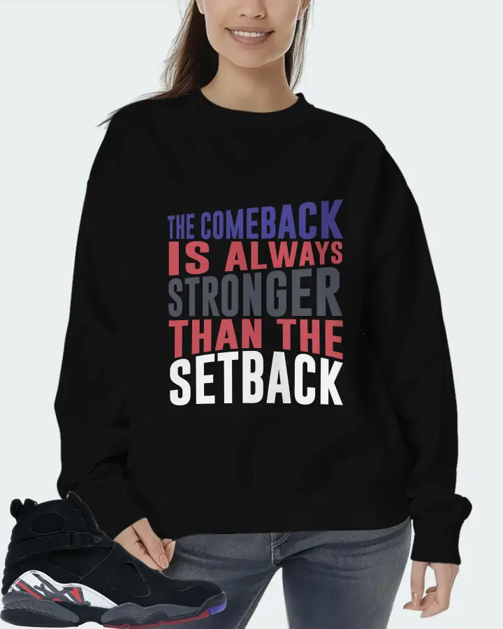 Jordan 8 Retro Sneaker Matching Black Sweatshirt (The Comeback) - View 5