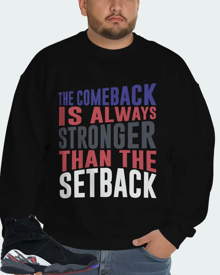 Jordan 8 Retro Sneaker Matching Black Sweatshirt (The Comeback) - View 6