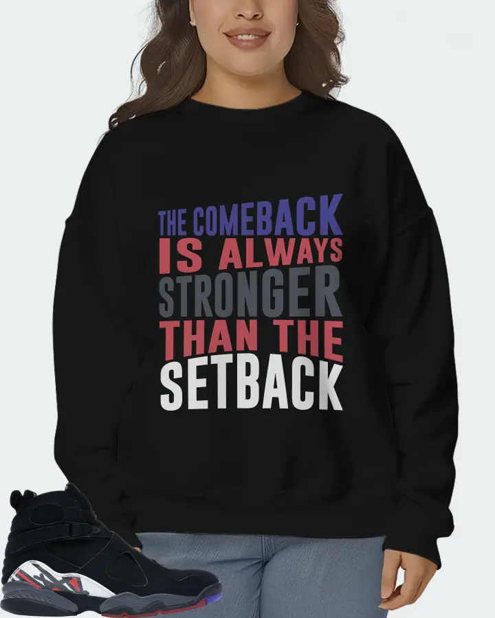 Jordan 8 Retro Sneaker Matching Black Sweatshirt (The Comeback) - View 7
