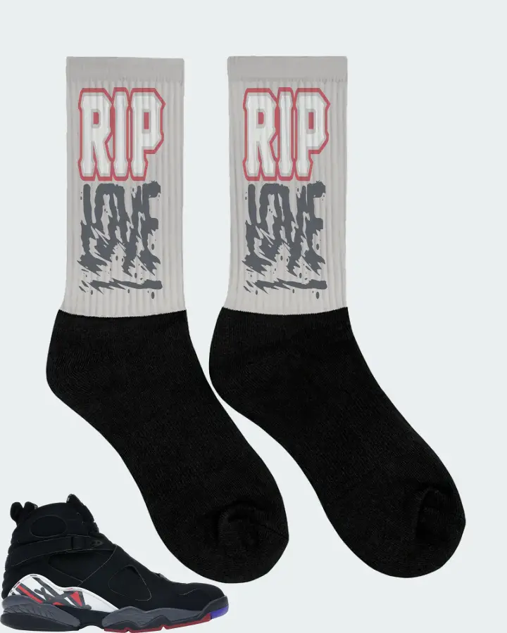 Jordan 8 Retro Sneaker Matching Grey Socks (RIP Love) - View 2