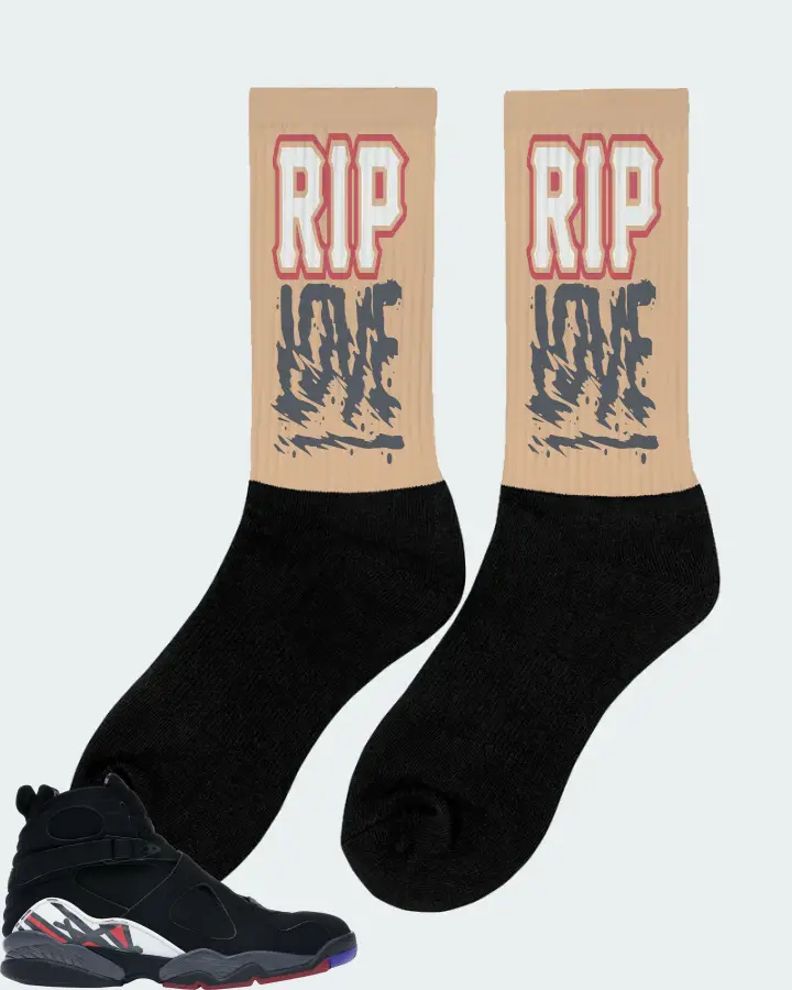 Jordan 8 Retro Sneaker Matching Cream Socks (RIP Love) - View 3