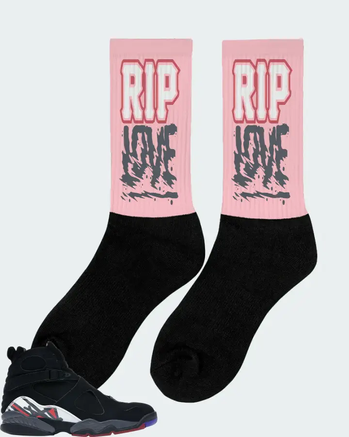 Jordan 8 Retro Sneaker Matching Pink Socks (RIP Love) - View 3