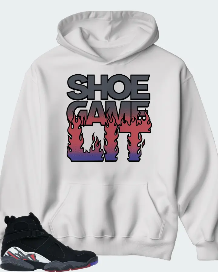 Jordan 8 Retro Sneaker Matching White Hoodie - Shoe Game Lit Refreshed