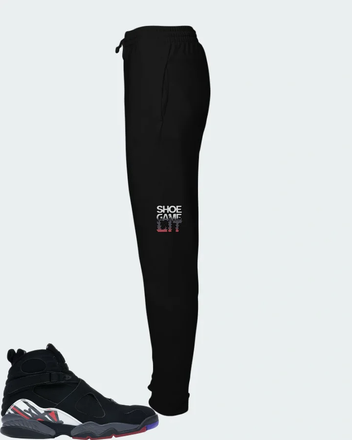 Jordan 8 Retro Sneaker Matching Black Joggers - Shoe Game Lit Refreshed