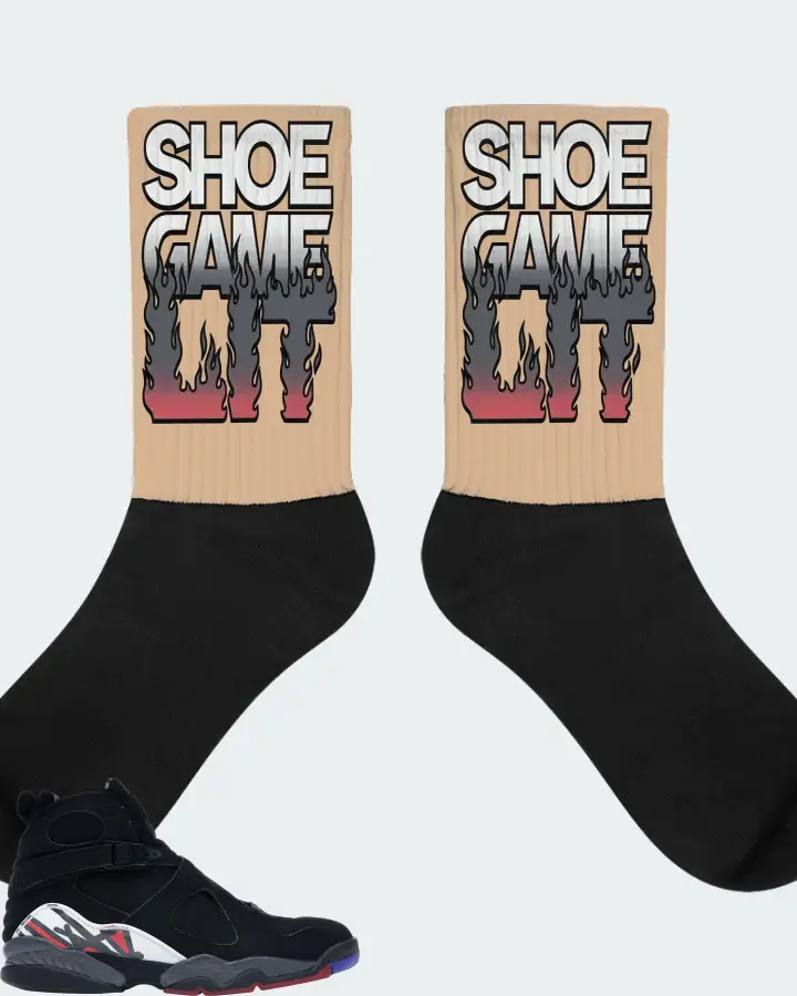 Jordan 8 Retro Sneaker Matching Cream Socks - Shoe Game Lit Refreshed