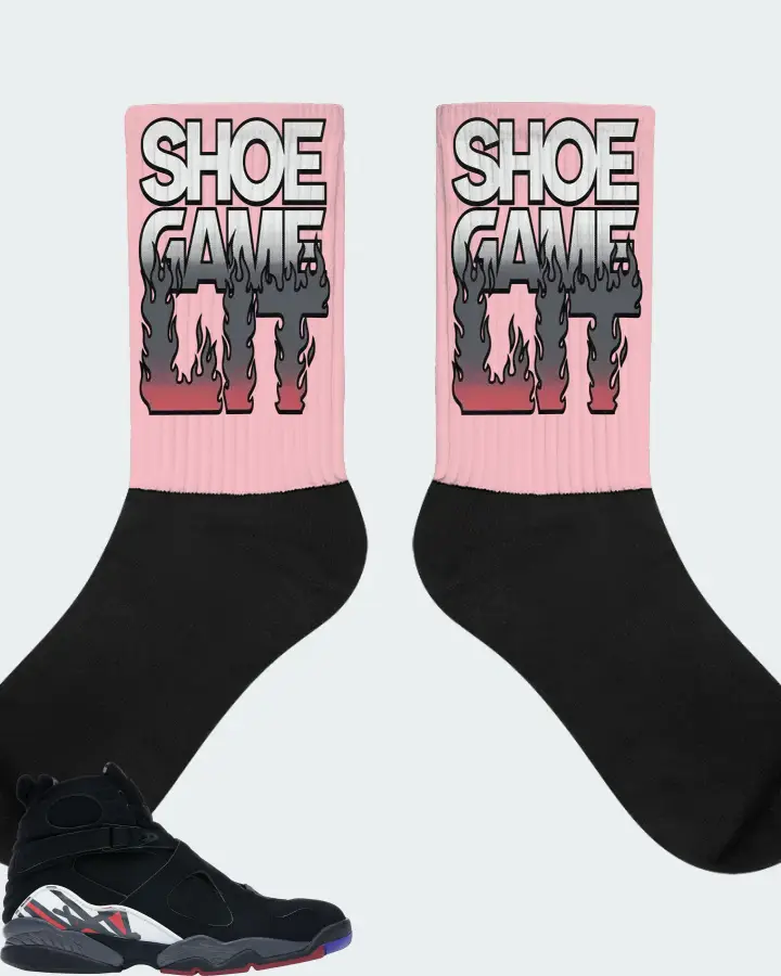 Jordan 8 Retro Sneaker Matching Pink Socks - Shoe Game Lit Refreshed