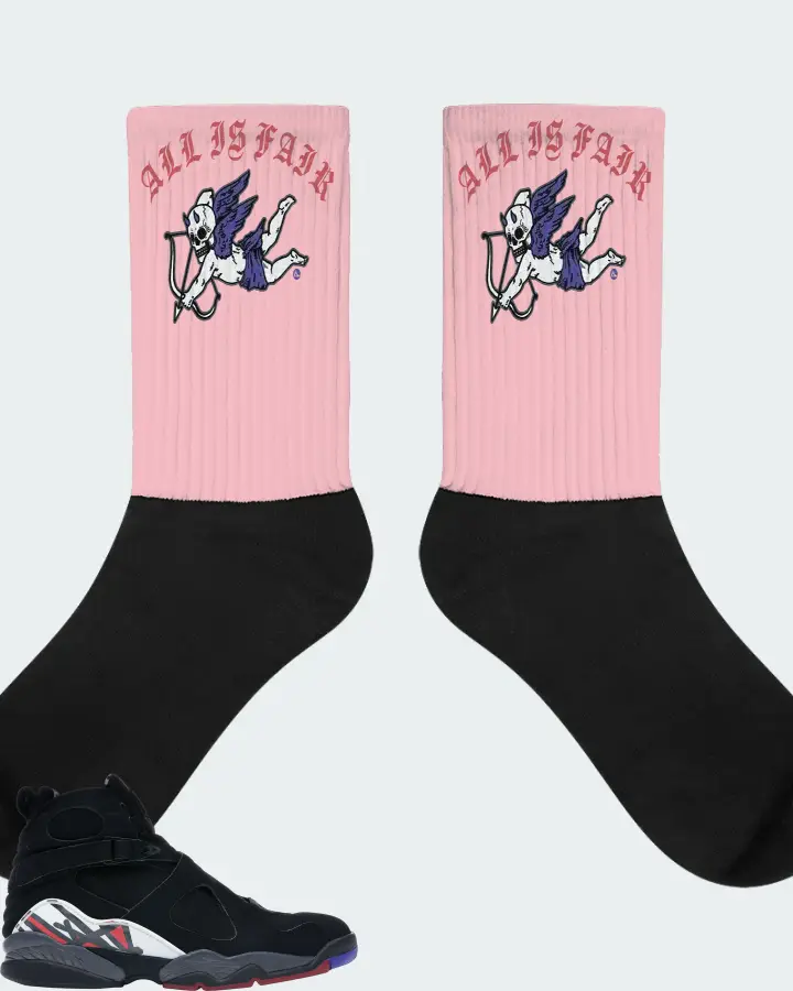 Jordan 8 Retro Sneaker Matching Pink Socks (All Is Fair) - View 1
