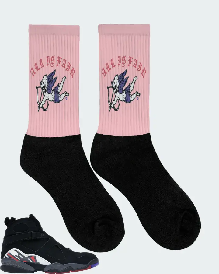 Jordan 8 Retro Sneaker Matching Pink Socks (All Is Fair) - View 2