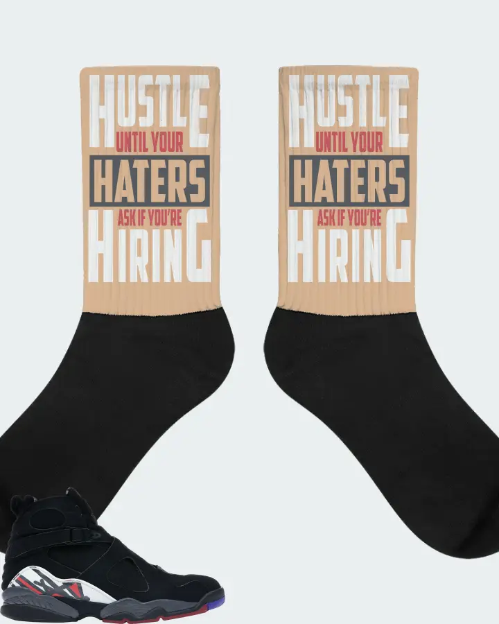 Jordan 8 Retro Sneaker Matching Cream Socks - HUSTLE UNTIL YOUR HATERS