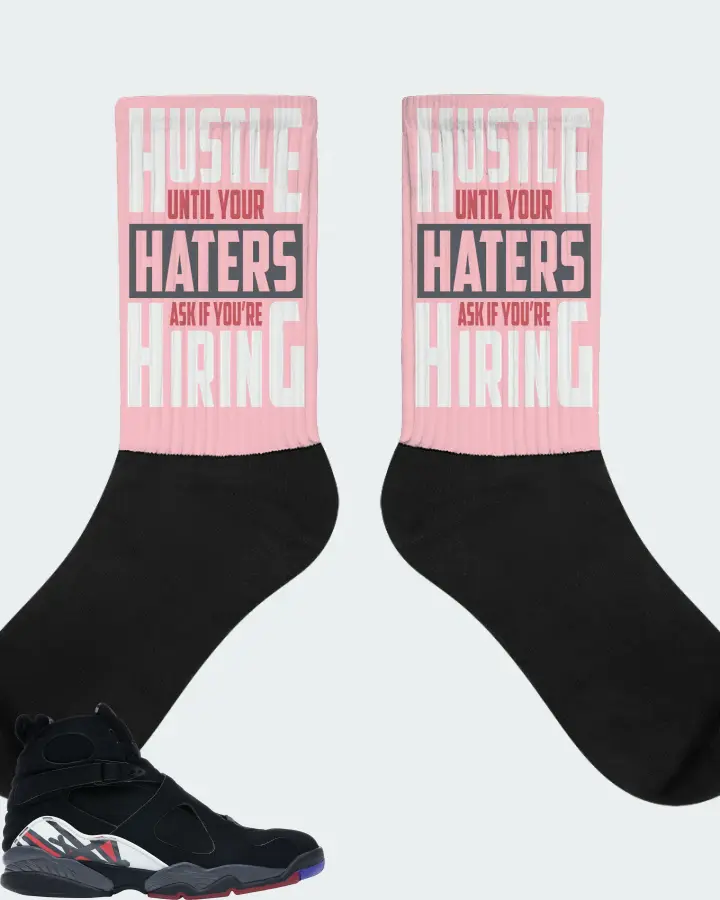 Jordan 8 Retro Sneaker Matching Pink Socks - HUSTLE UNTIL YOUR HATERS
