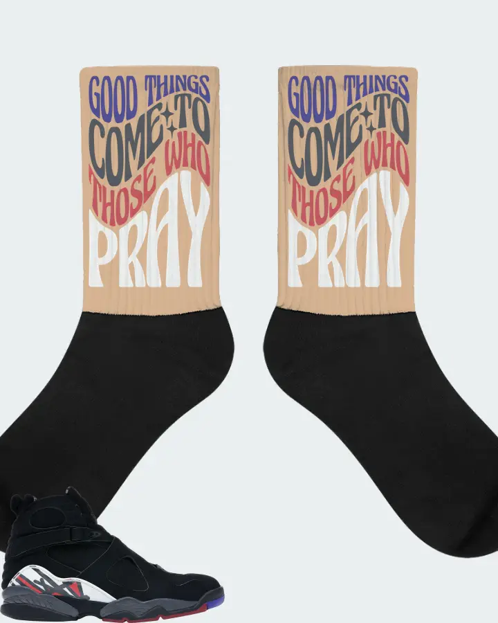Jordan 8 Retro Sneaker Matching Cream Socks - Good Things Come To Those Who Pray