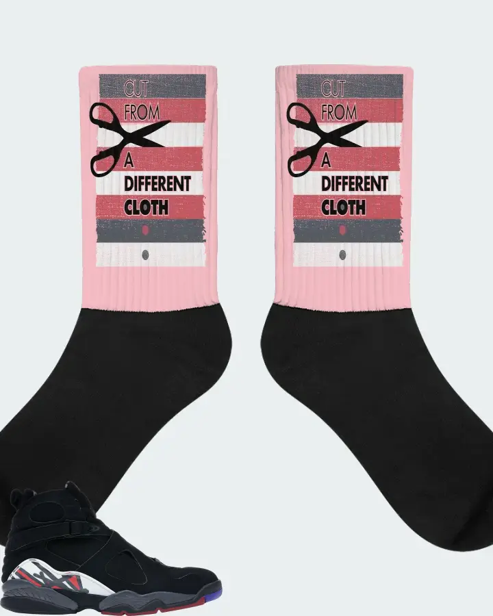Jordan 8 Retro Sneaker Matching Pink Socks - Cut From a Different Cloth