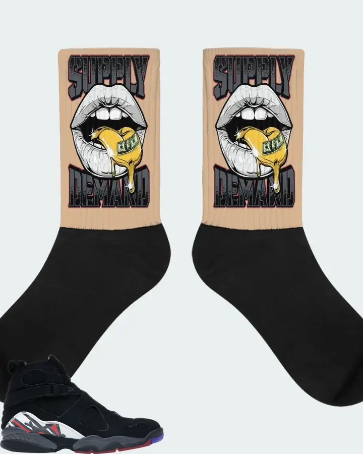 Jordan 8 Retro Sneaker Matching Cream Socks (Supply Demand) - View 1
