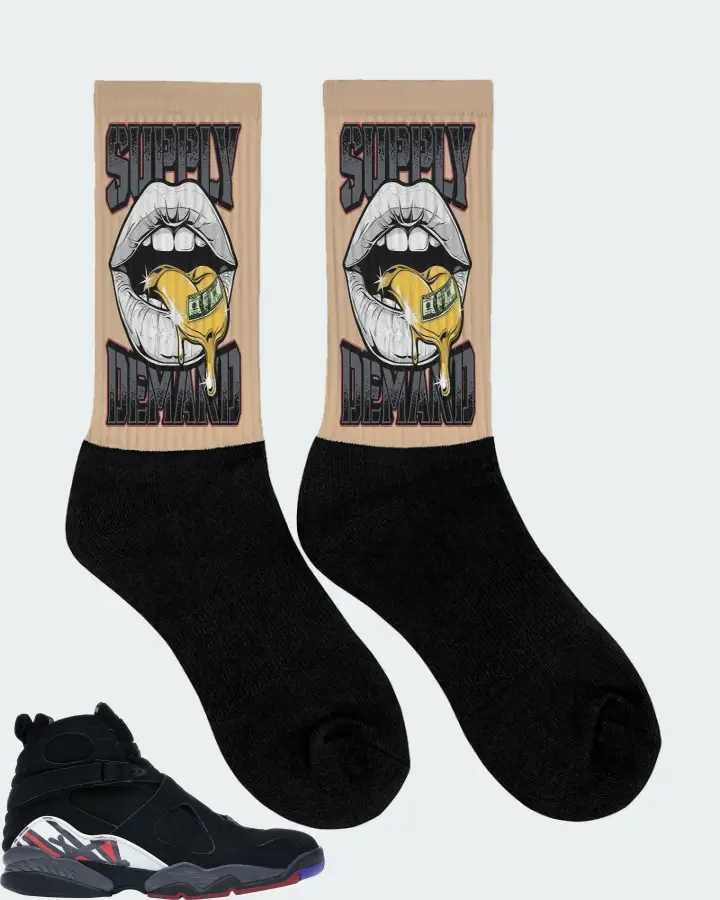 Jordan 8 Retro Sneaker Matching Cream Socks (Supply Demand) - View 2