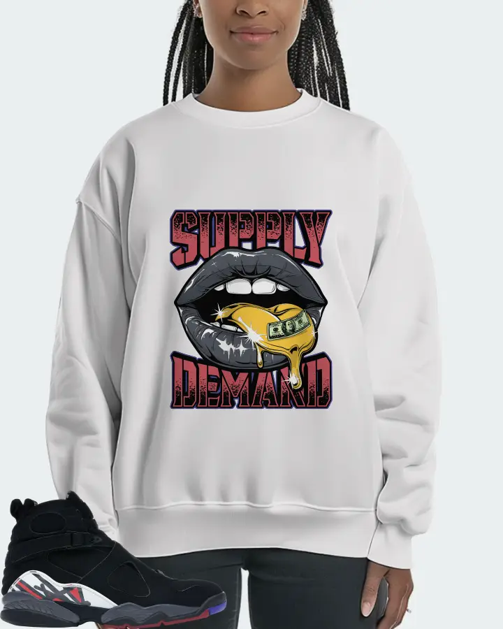 Jordan 8 Retro Sneaker Matching White Sweatshirt (Supply Demand) - View 3