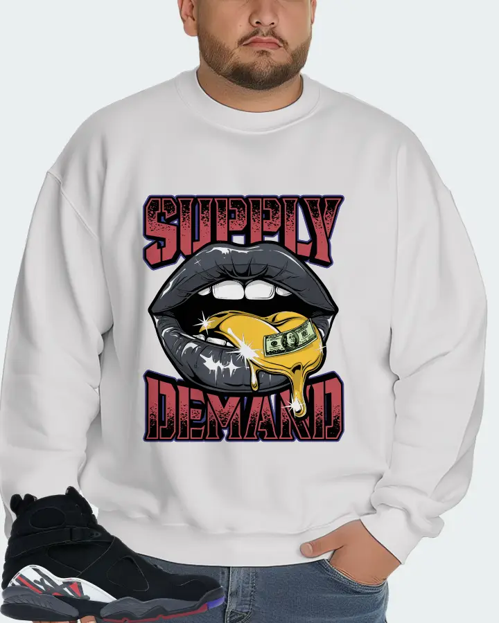 Jordan 8 Retro Sneaker Matching White Sweatshirt (Supply Demand) - View 6