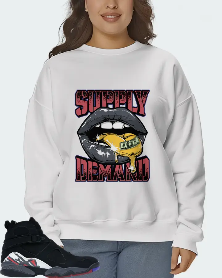 Jordan 8 Retro Sneaker Matching White Sweatshirt (Supply Demand) - View 7