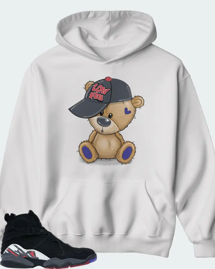 Jordan 8 Retro Sneaker Matching White Hoodie - LOW KEY BEAR