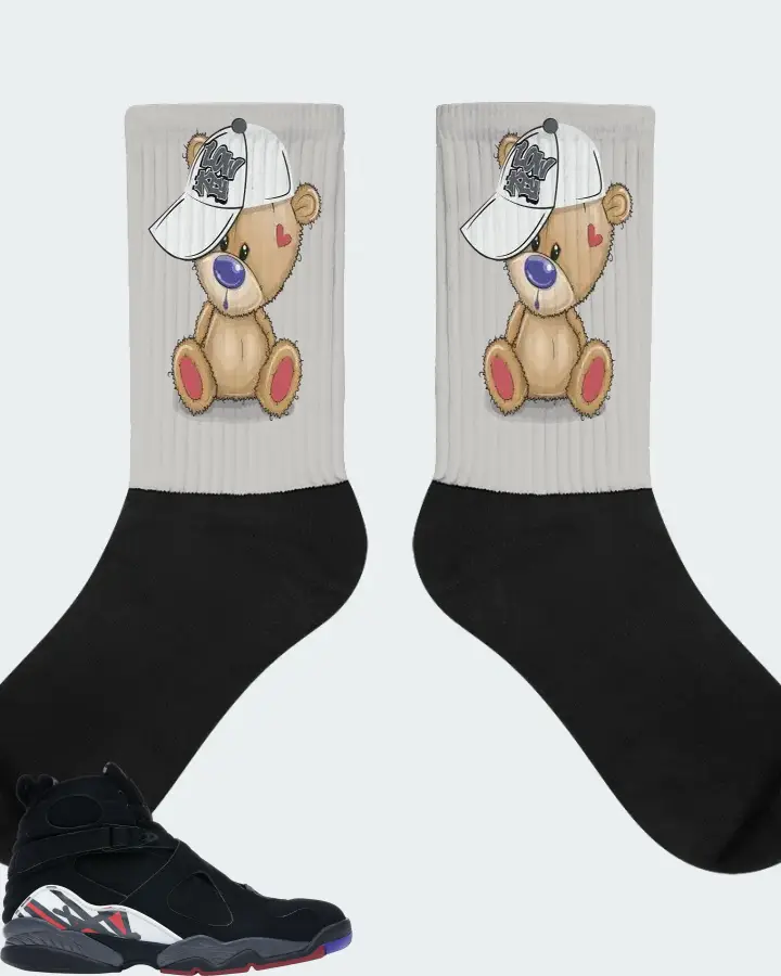 Jordan 8 Retro Sneaker Matching Grey Socks - LOW KEY BEAR
