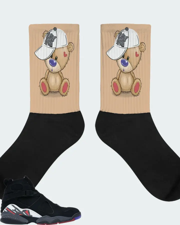Jordan 8 Retro Sneaker Matching Cream Socks - LOW KEY BEAR