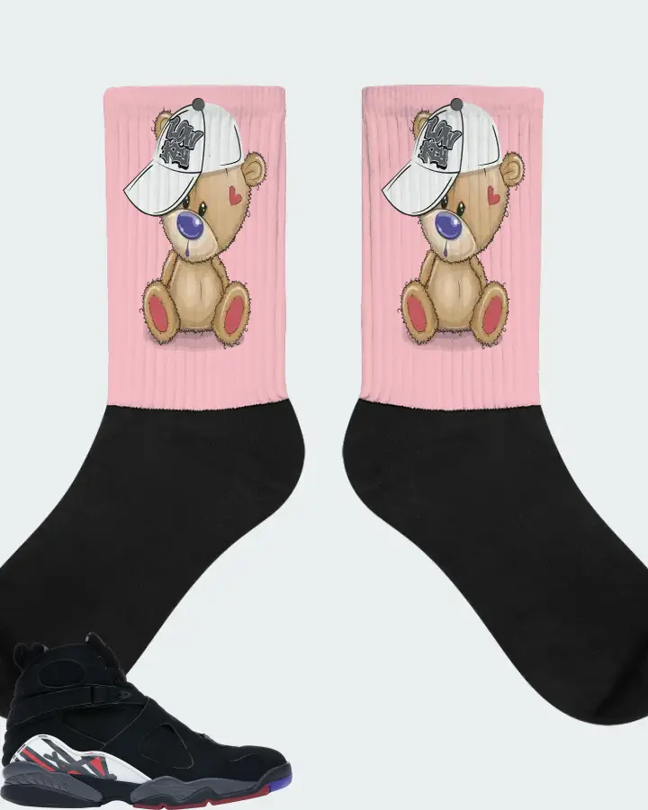 Jordan 8 Retro Sneaker Matching Pink Socks - LOW KEY BEAR