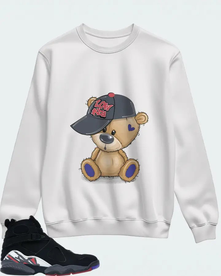 Jordan 8 Retro Sneaker Matching White Sweatshirt - LOW KEY BEAR