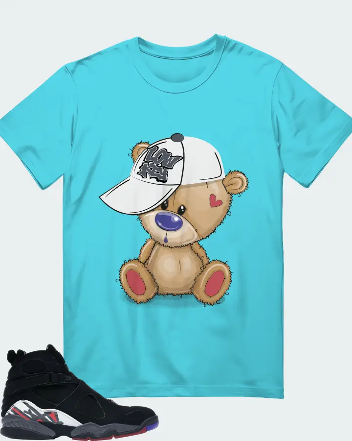 Jordan 8 Retro Sneaker Matching Turquoise T-Shirt - LOW KEY BEAR