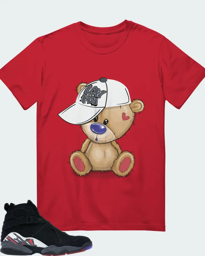Jordan 8 Retro Sneaker Matching Red T-Shirt - LOW KEY BEAR