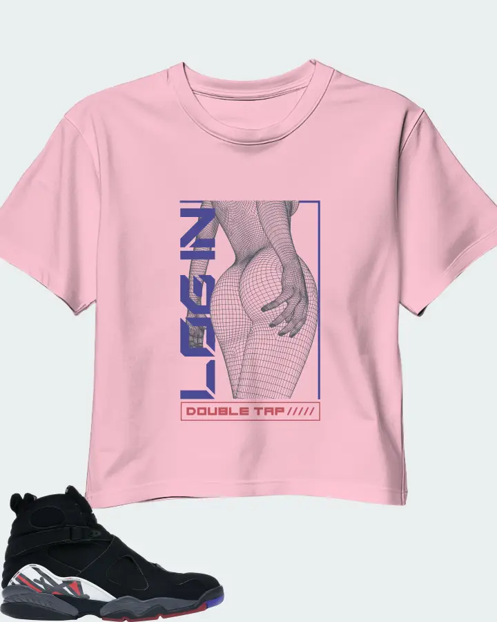 Jordan 8 Retro Sneaker Matching Pink Crop Top (LOGIN) - View 1