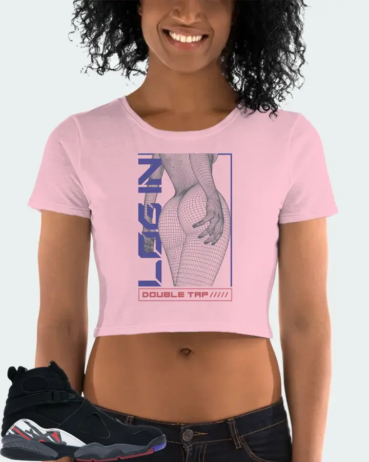 Jordan 8 Retro Sneaker Matching Pink Crop Top (LOGIN) - View 2