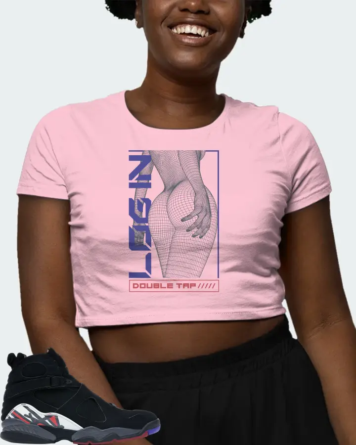 Jordan 8 Retro Sneaker Matching Pink Crop Top (LOGIN) - View 3