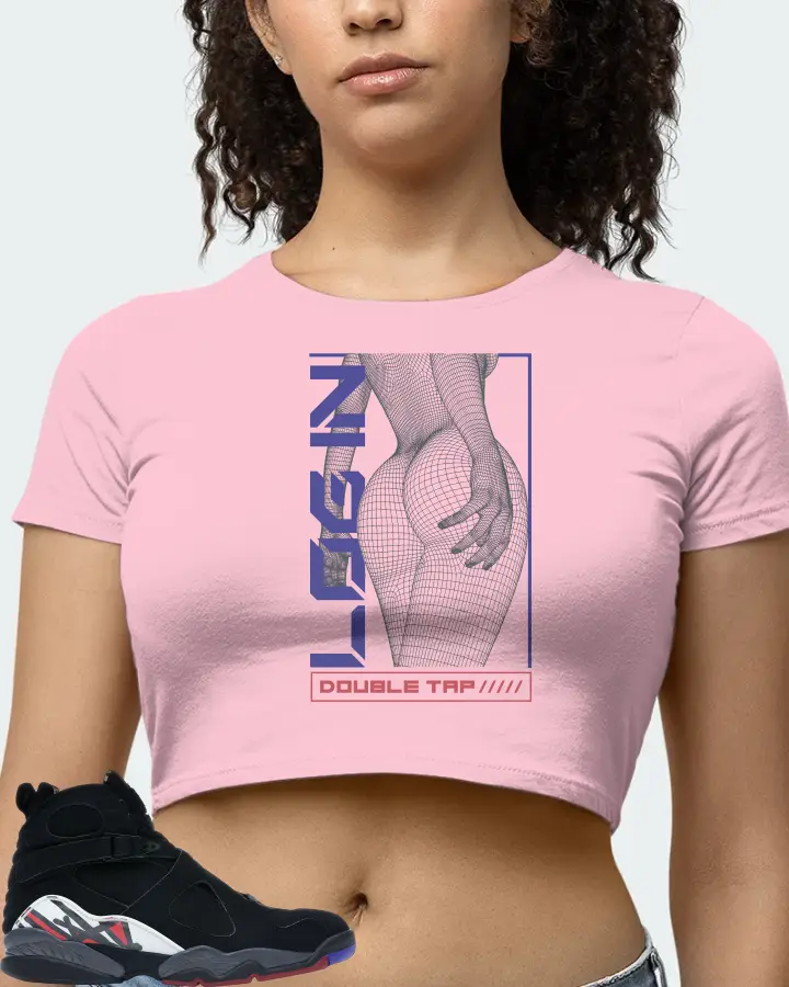 Jordan 8 Retro Sneaker Matching Pink Crop Top (LOGIN) - View 4