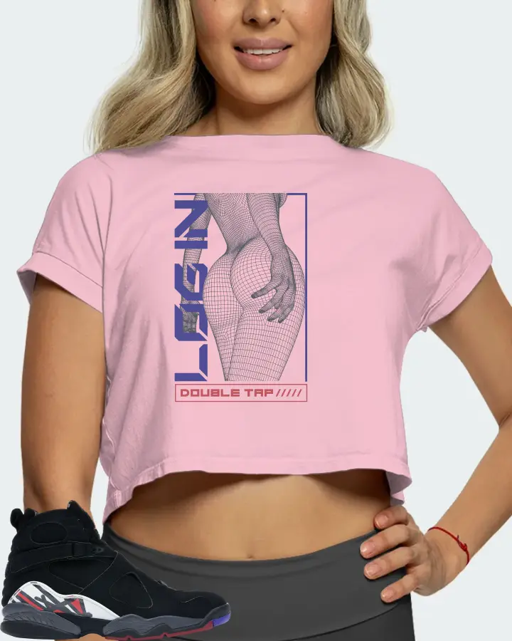 Jordan 8 Retro Sneaker Matching Pink Crop Top (LOGIN) - View 5