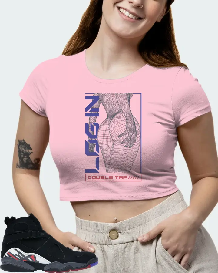 Jordan 8 Retro Sneaker Matching Pink Crop Top (LOGIN) - View 7