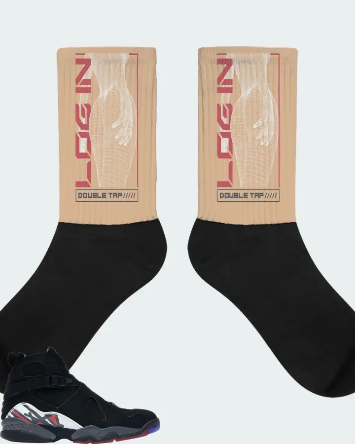 Jordan 8 Retro Sneaker Matching Cream Socks (LOGIN) - View 1