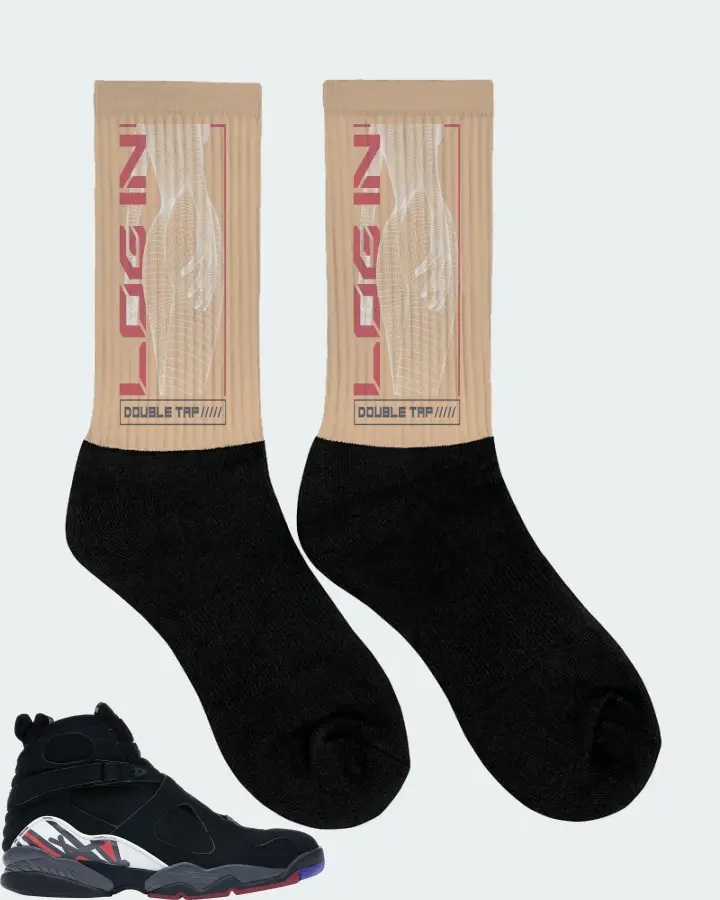 Jordan 8 Retro Sneaker Matching Cream Socks (LOGIN) - View 2