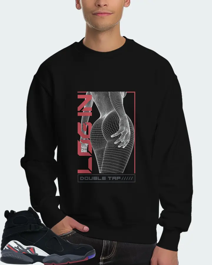 Jordan 8 Retro Sneaker Matching Black Sweatshirt (LOGIN) - View 4