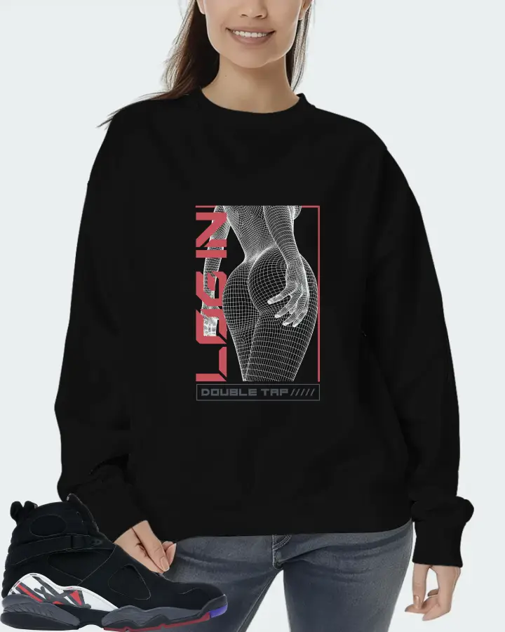 Jordan 8 Retro Sneaker Matching Black Sweatshirt (LOGIN) - View 5