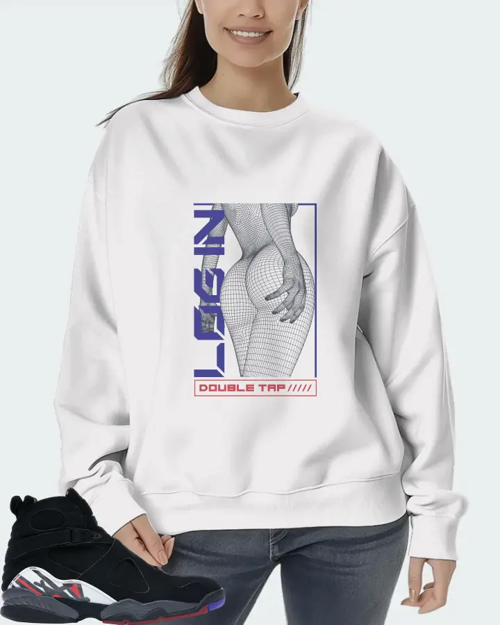Jordan 8 Retro Sneaker Matching White Sweatshirt (LOGIN) - View 5