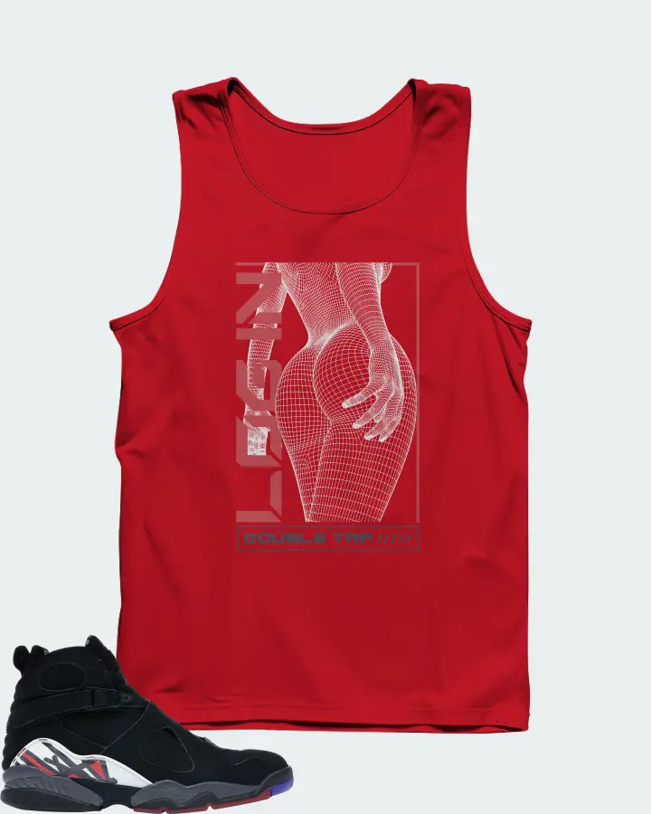 Jordan 8 Retro Sneaker Matching Red Tank Top (LOGIN) - View 1