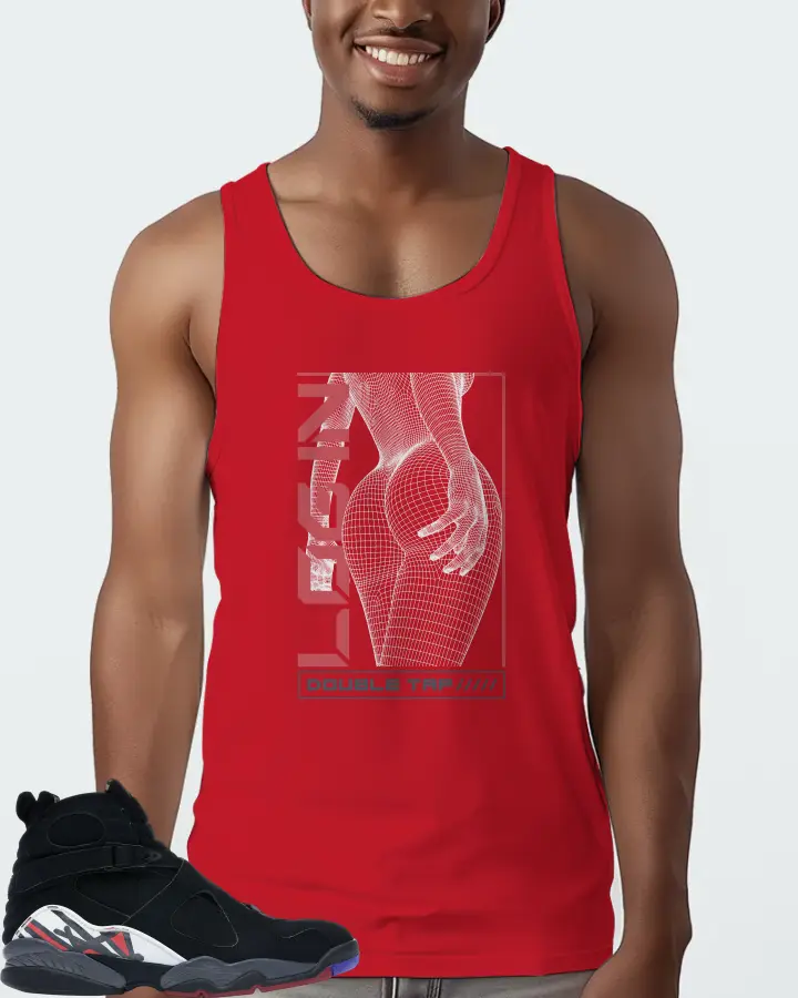 Jordan 8 Retro Sneaker Matching Red Tank Top (LOGIN) - View 2