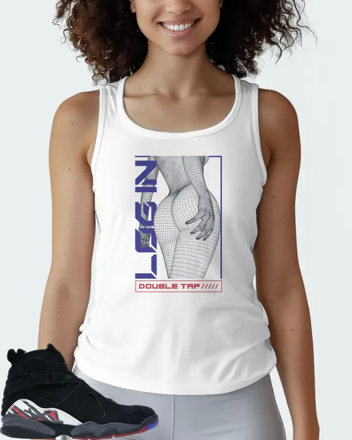 Jordan 8 Retro Sneaker Matching White Tank Top (LOGIN) - View 3