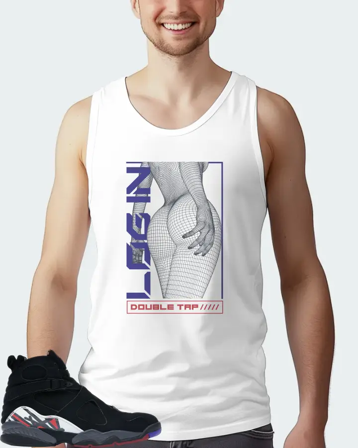 Jordan 8 Retro Sneaker Matching White Tank Top (LOGIN) - View 4